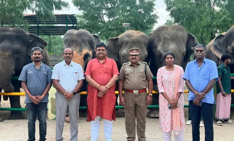 Environment Minister Sanjay Sharma ने किया तिरूचिरापल्ली के हाथी बचाव और पुनर्वास केंद्र तथा बटरफ्लाई कंजर्वेटरी का किया निरीक्षण