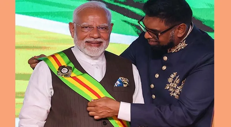 PM Narendra Modi को गयाना के सर्वोच्च राष्ट्रीय पुरस्कार ‘द ऑर्डर ऑफ एक्सीलेंस’ से सम्मानित किया गया