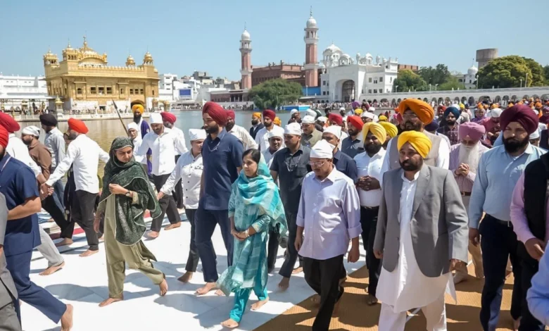 आप संयोजक अरविंद केजरीवाल और सीएम भगवंत मान ने हरमंदिर साहिब, भगवान वाल्मिकी तीर्थ स्थल और श्री दुर्गियाना मंदिर में मत्था टेका