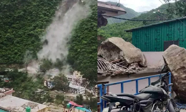 Devprayag Landslide: नृसिंहगाचल पर्वत से गिरे विशाल बोल्डर, कई मकान क्षतिग्रस्त, एक व्यक्ति घायल 1 Devprayag Landslide: नृसिंहगाचल पर्वत से गिरे विशाल बोल्डर, कई मकान क्षतिग्रस्त, एक व्यक्ति घायल