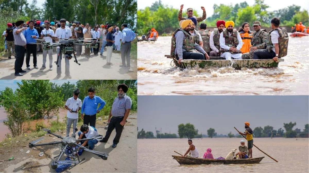 पंजाब बाढ़: मान सरकार की 24 घंटे राहत व्यवस्था, नाव और ड्रोन से पहुंचाई जा रही राहत सामग्री