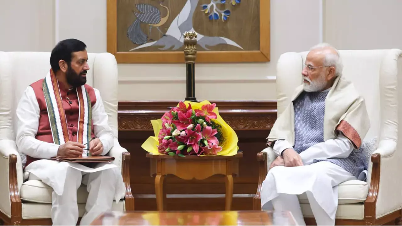 सीएम नायब सैनी ने पीएम मोदी से की मुलाकात, एक साल के कार्यों का दिया विस्तृत फीडबैक 12 सीएम नायब सैनी ने पीएम मोदी से की मुलाकात, एक साल के कार्यों का दिया विस्तृत फीडबैक