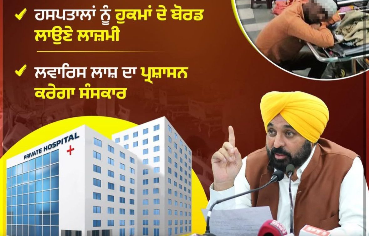 मान सरकार ने जनहित में सुनाए कड़े फैसले, मरीज़ों के अधिकारों की होगी सुरक्षा, प्राइवेट अस्पतालों को किया सावधान!* 12 मान सरकार ने जनहित में सुनाए कड़े फैसले, मरीज़ों के अधिकारों की होगी सुरक्षा, प्राइवेट अस्पतालों को किया सावधान!*
