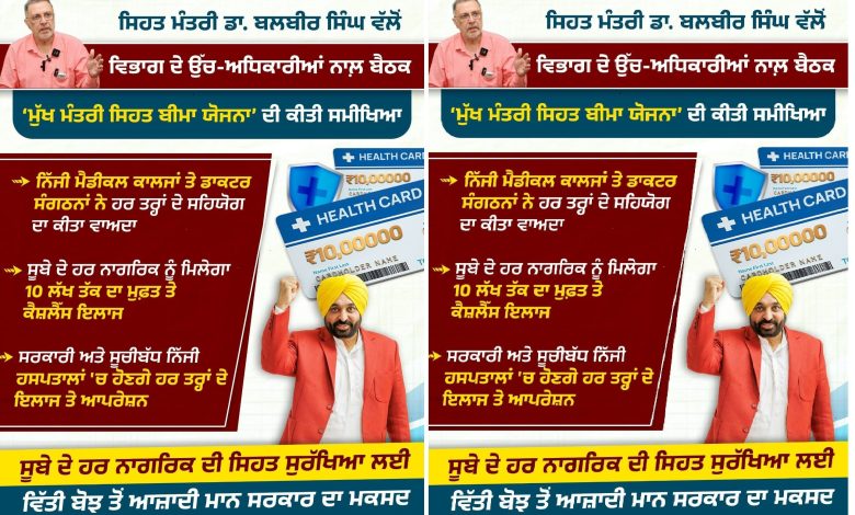 पंजाब में मुख्यमंत्री स्वास्थ्य योजना को डॉक्टरों और निजी मेडिकल कॉलेजों का पूर्ण समर्थन