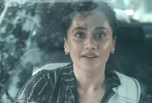 तापसी पन्नू अस्सी फिल्म में वकील की भूमिका निभाती हुई, वीडियो में दर्शकों से अपील करती हुई