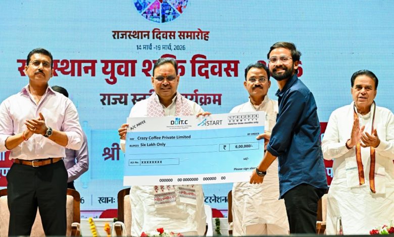 CM भजनलाल शर्मा राजस्थान युवा शक्ति दिवस में 485 करोड़ के विकास कार्यों का लोकार्पण करते हुए।