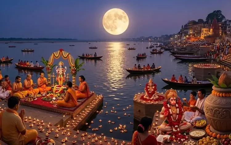 चैत्र पूर्णिमा 2026 पूजा और दीपक जलाते हुए