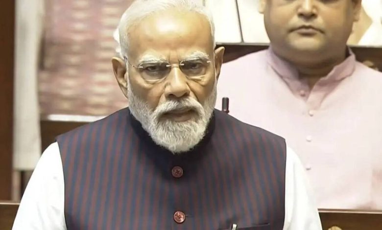 पीएम मोदी राज्यसभा में पश्चिम एशिया संकट पर संबोधित करते हुए, भारतीय नागरिकों की सुरक्षा और ऊर्जा आपूर्ति सुनिश्चित करते हुए।