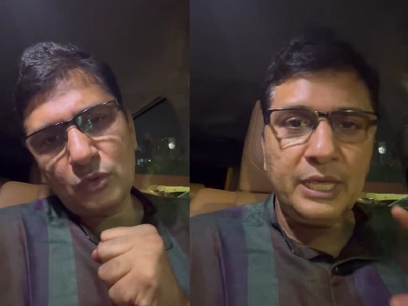 माता-पिता प्राइवेट स्कूलों की बढ़ी हुई फीस के खिलाफ विरोध करते हुए, MLA सौरभ भारद्वाज मीडिया को संबोधित करते हुए।