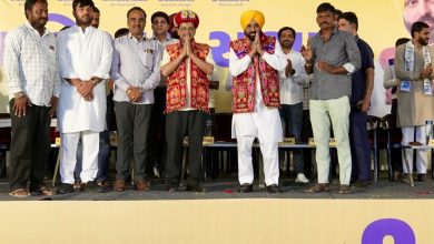 मुख्यमंत्री भगवंत मान गुजरात जनसभा में जनता को संबोधित करते हुए