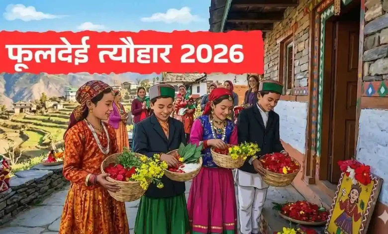 PhoolDei Festival 2026: उत्तराखंड के बच्चे फूल चढ़ाते हुए, त्योहार का रंग-बिरंगा उत्सव