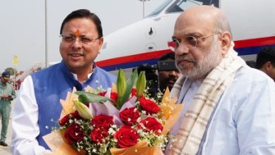 केंद्रीय गृह मंत्री अमित शाह का जौलीग्रांट एयरपोर्ट पर मुख्यमंत्री पुष्कर सिंह धामी द्वारा स्वागत