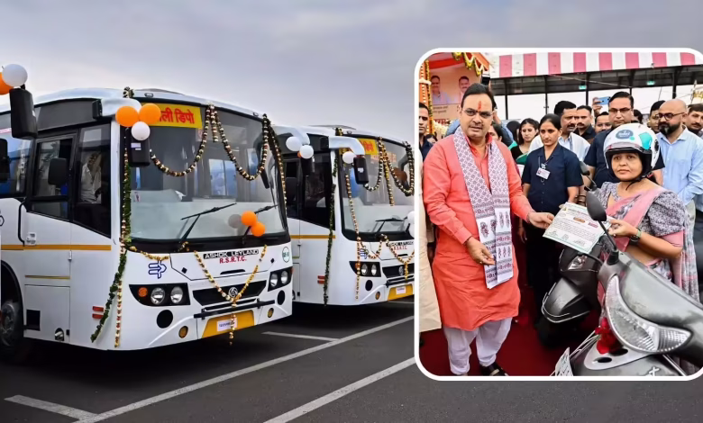 मुख्यमंत्री भजनलाल शर्मा राजस्थान दिवस 2026 पर 207 नई रोडवेज बसों को हरी झंडी दिखाते हुए