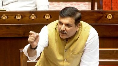 संजय सिंह राज्यसभा में पालम अग्निकांड की जांच की मांग करते हुए।