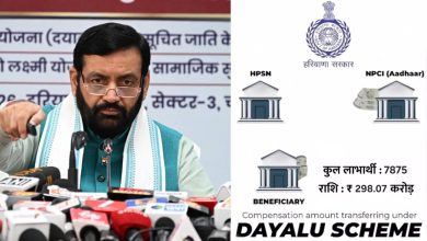 हरियाणा दयालु योजना के लिए धनराशि वितरित करते सीएम नायब सिंह सैनी।