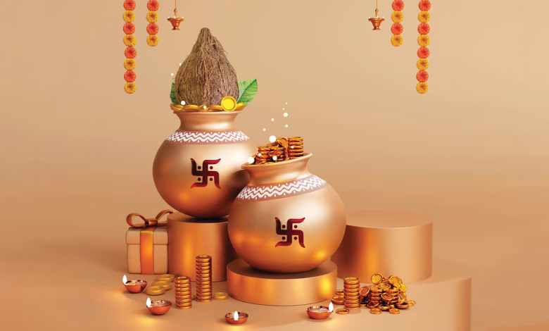 Akshaya Tritiya 2026 Date पर भूमि पूजन और शुभ कार्य करते लोग पारंपरिक पूजा विधि में शामिल।