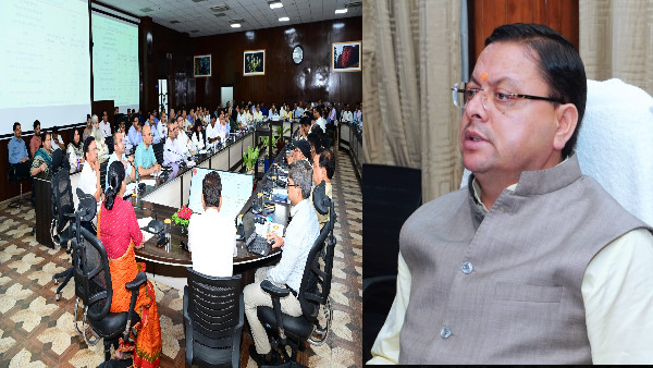 देहरादून में सीएम हेल्पलाइन पर मिली शिकायत की जांच के लिए क्षतिग्रस्त फुटपाथ का निरीक्षण करते मुख्यमंत्री पुष्कर सिंह धामी।