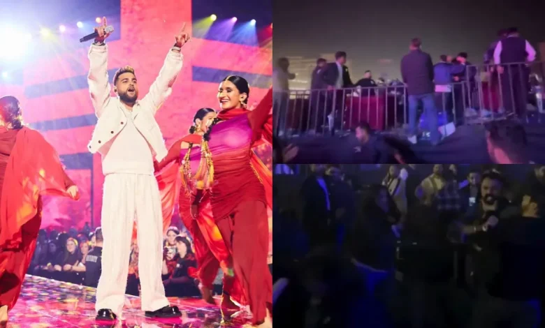 करण औजला मुंबई कॉन्सर्ट झड़प के दौरान महालक्ष्मी रेसकोर्स के बाहर लोगों के बीच हुई मारपीट का दृश्य