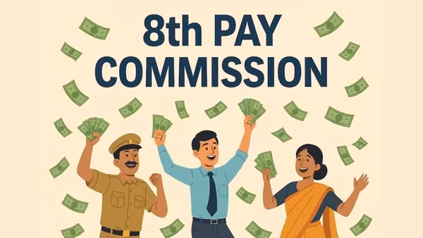 8th Pay Commission में केंद्रीय कर्मचारियों की सैलरी और पेंशन में संभावित वृद्धि दिखाते हुए