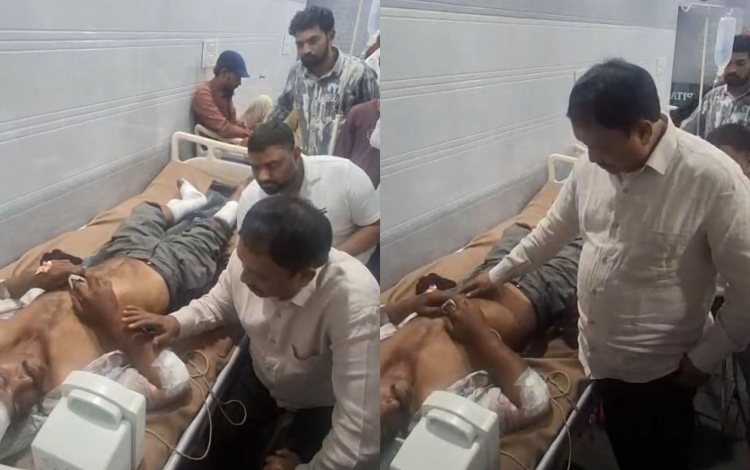 AAP नेता राजुभाई सोलंकी जानलेवा हमले में घायल हुए AAP के जीते हुए ता.पं. सदस्य प्रवीण मकवाणा से मिलने पहुंचे