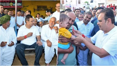 भजनलाल शर्मा जाजोद गांव दौरा के दौरान ग्रामीणों से बातचीत करते हुए मुख्यमंत्री