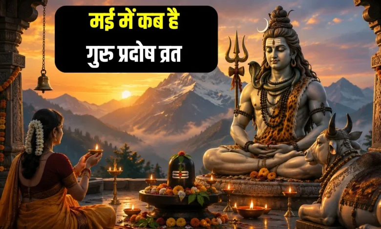 गुरु प्रदोष व्रत 2026 में भगवान शिव की पूजा और शिवलिंग अभिषेक का पवित्र दृश्य