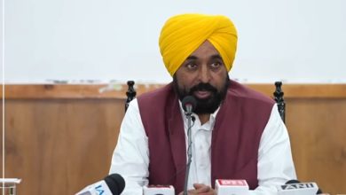 संगरूर में प्रेस कॉन्फ्रेंस के दौरान भगवंत मान भाजपा और केंद्र सरकार पर आरोप लगाते हुए बोलते हुए।