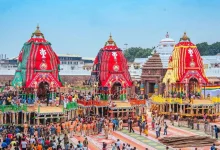 जगन्नाथ रथ यात्रा में नंदीघोष रथ और हेरा पंचमी की पौराणिक कथा का दृश्य