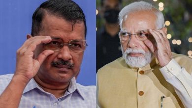 पीएम मोदी, डोनाल्ड ट्रंप और अरविंद केजरीवाल के राजनीतिक बयान और सोशल मीडिया प्रतिक्रिया का प्रतीकात्मक दृश्य
