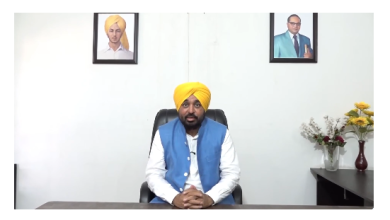 भगवंत मान प्रेस कॉन्फ्रेंस में वायरल वीडियो और फॉरेंसिक जांच विवाद पर बयान देते हुए