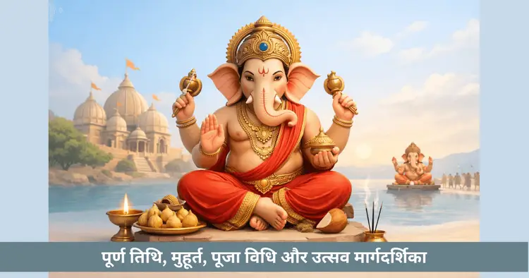 गणेश चतुर्थी पर गणपति बप्पा की मूर्ति की भव्य सजावट और पूजा करते श्रद्धालु।