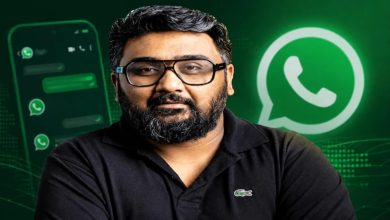Kunal Shah CRED founder smiling during a tech event, WhatsApp CEO role news headline background.