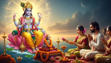 परम एकादशी पर भगवान विष्णु और माता लक्ष्मी की पूजा करते श्रद्धालु