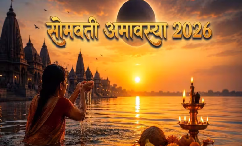 सोमवती अमावस्या 2026 के अवसर पर पीपल के पेड़ की पूजा करते श्रद्धालु और धार्मिक अनुष्ठान करते हुए लोग।