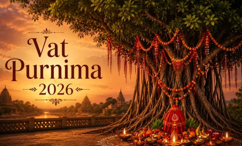 वट सावित्री पूर्णिमा 2026 पूजा करती सुहागिन महिलाएं वट वृक्ष की परिक्रमा करते हुए