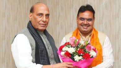राजस्थान के मुख्यमंत्री भजनलाल शर्मा रक्षा मंत्री राजनाथ सिंह को जन्मदिन की शुभकामनाएं देते हुए