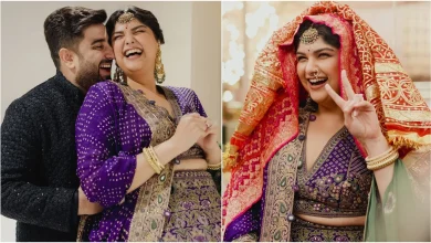 अंशुला कपूर और रोहन ठक्कर शादी से पहले प्री-वेडिंग रस्मों में मुस्कुराते हुए नजर आते हुए।