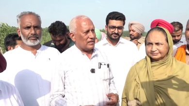 बरिंदर गोयल बलाचौर के बांगा बेट गांव में बाढ़ सुरक्षा कार्यों का निरीक्षण करते हुए