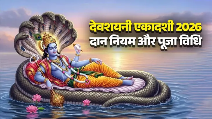 देवशयनी एकादशी पर भगवान विष्णु और तुलसी माता की पूजा करते श्रद्धालु।