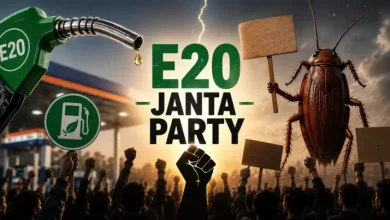 E20 जनता पार्टी के समर्थक E20 पेट्रोल नीति के विरोध में संसद मार्च का ऐलान करते हुए