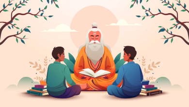 गुरु पूर्णिमा 2026 पूजा और गुरु के सम्मान का धार्मिक दृश्य
