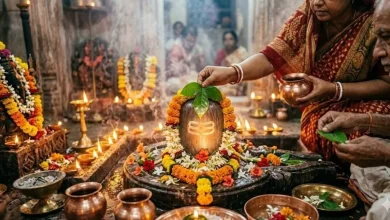 सावन 2026 में शिवलिंग पर जलाभिषेक करते भक्त और कांवड़ यात्रा करते श्रद्धालु