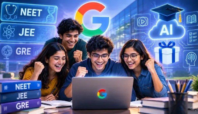 Google AI Tools से NEET और JEE की तैयारी करते छात्र