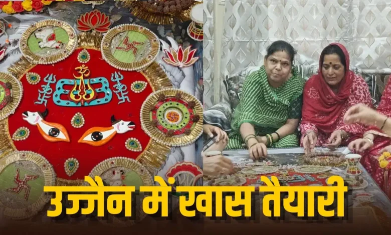 उज्जैन महाकाल मंदिर में बाबा महाकाल के लिए तैयार की गई विशेष राखी