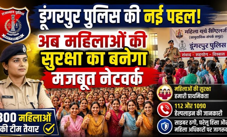 डूंगरपुर में महिला यूथ सीएलजी बैठक के दौरान पुलिस अधिकारी और महिला सदस्य