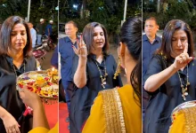 फराह खान का वायरल वीडियो, जिसमें वह तिलक लगाने से इनकार करती नजर आ रही हैं।