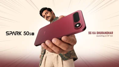 Tecno Spark 50S 5G स्मार्टफोन 6500mAh बैटरी, 50MP कैमरा और 120Hz डिस्प्ले के साथ।